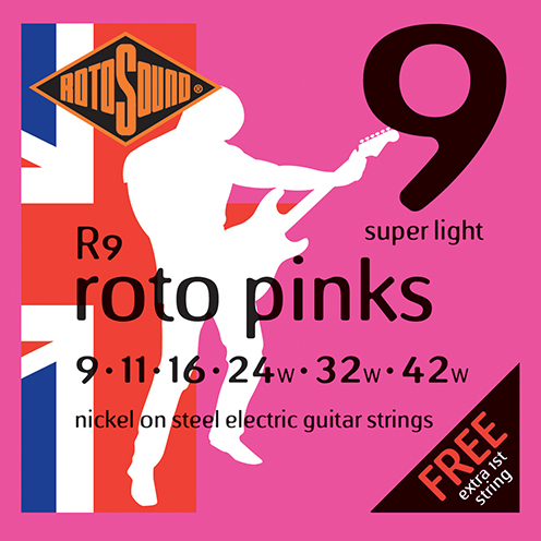 r9 Rotosound Roto nickel wound electric guitar strings. Best quality affordable giutar string for rock pop country metal funk blues