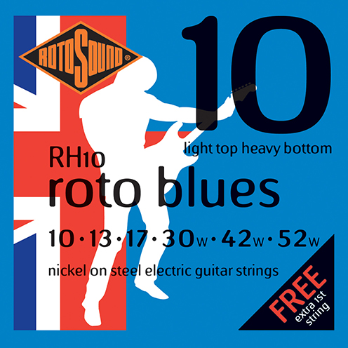 RH10 Rotosound Roto Blues RH 10 Nickel regular Light Top Heavy Bottom Hybrid Gauge Electric Guitar Strings giutar guage stings srings rock palm muting blue