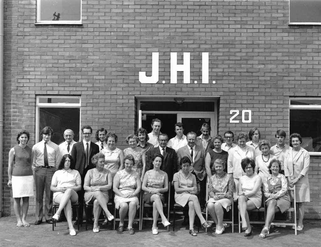 Staff outside JHI factory 20 Upland Road Sidcup