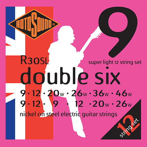 r30sl 12 string light gauge Rotosound Roto nickel wound electric guitar strings. Best quality affordable giutar string for rock pop country metal funk blues