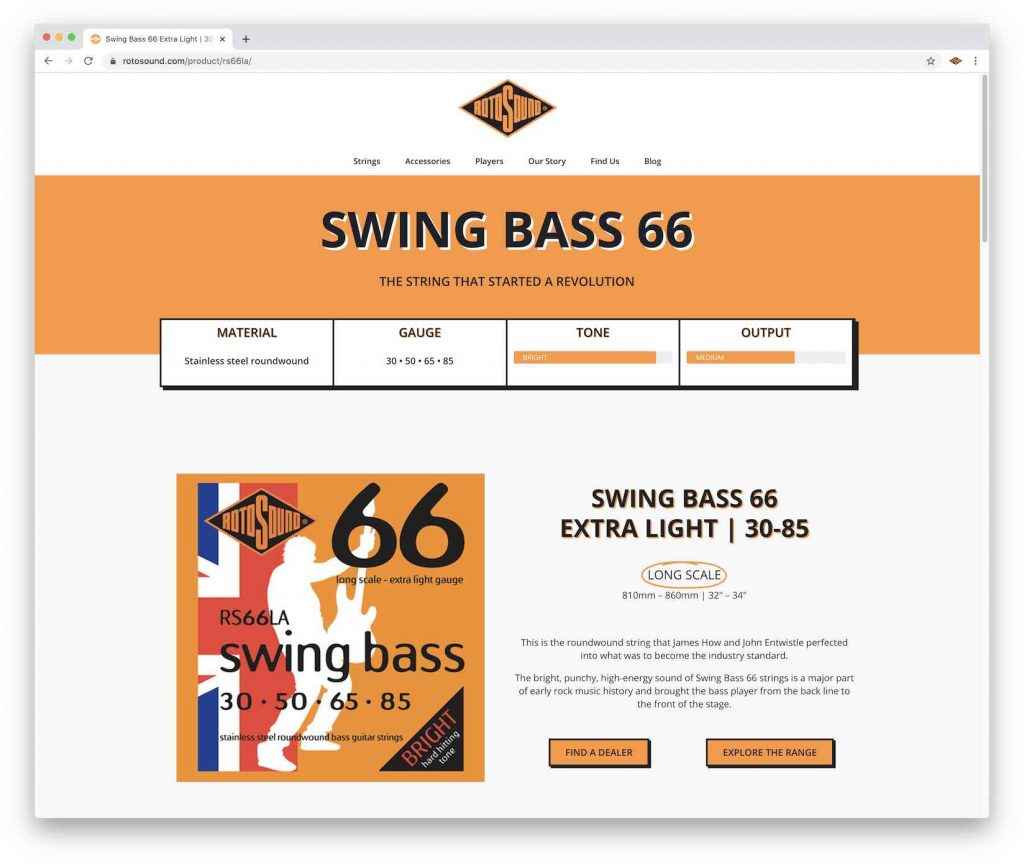 Rotosound music strings new website screenshot 2020