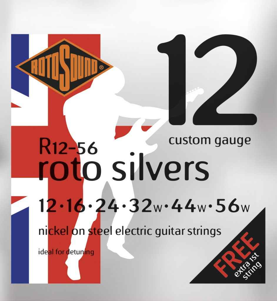 r12-60 Rotosound Roto Silvers nickel wound heavy custom hybrid electric guitar strings. Best quality affordable giutar string for rock pop country metal funk blues