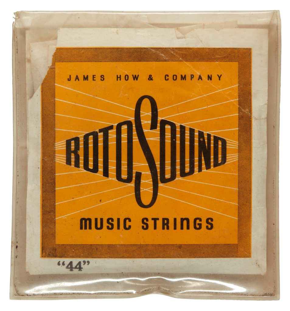 George Harrison's guitar strings Hofner President case. Rotosound RS44 gauge 11 stainless steel strings
