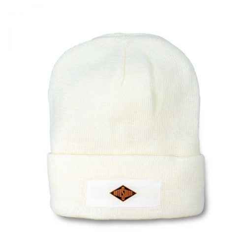 White Beanie Hat with Rotosound Strings logo winter merchandise beany