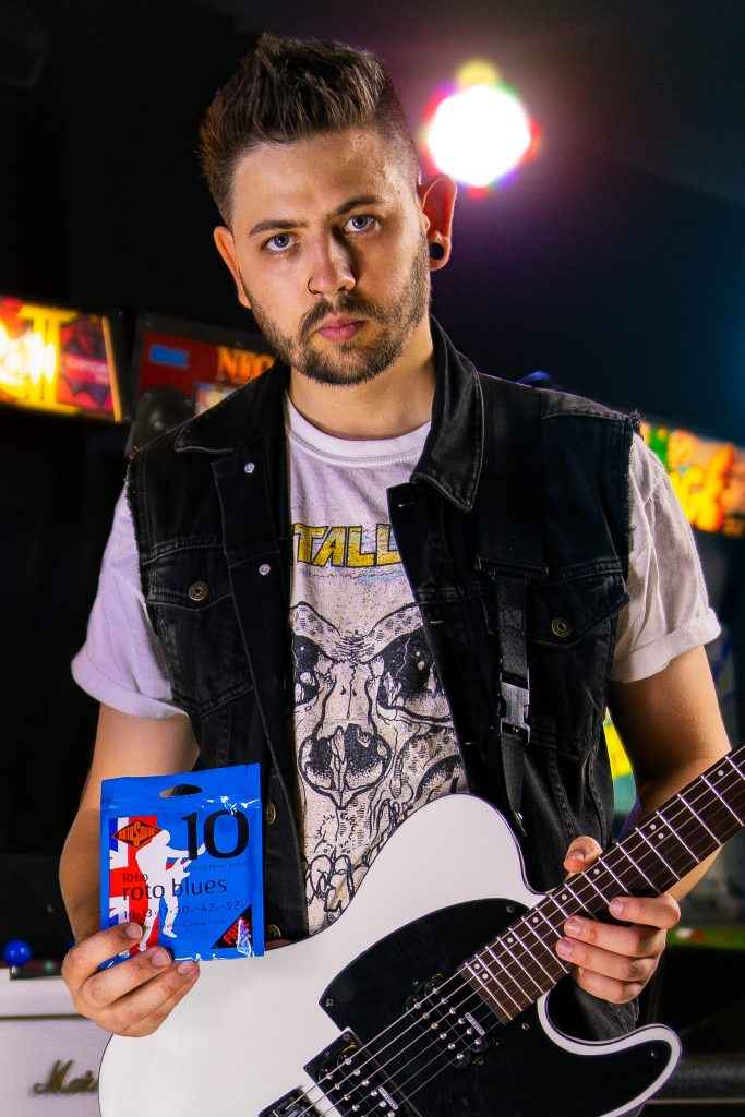 Tom Thain guitarist Drones UK London punk rock band for Rotosound strings.