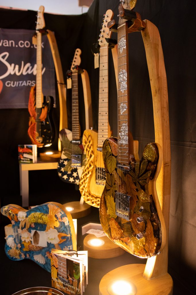 Secret Swan Guitars stand at Birmingham guitar show uk 2022