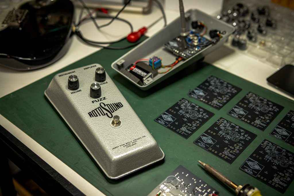 The RFB1 Fuzz Pedal being built in the Rotosound factory